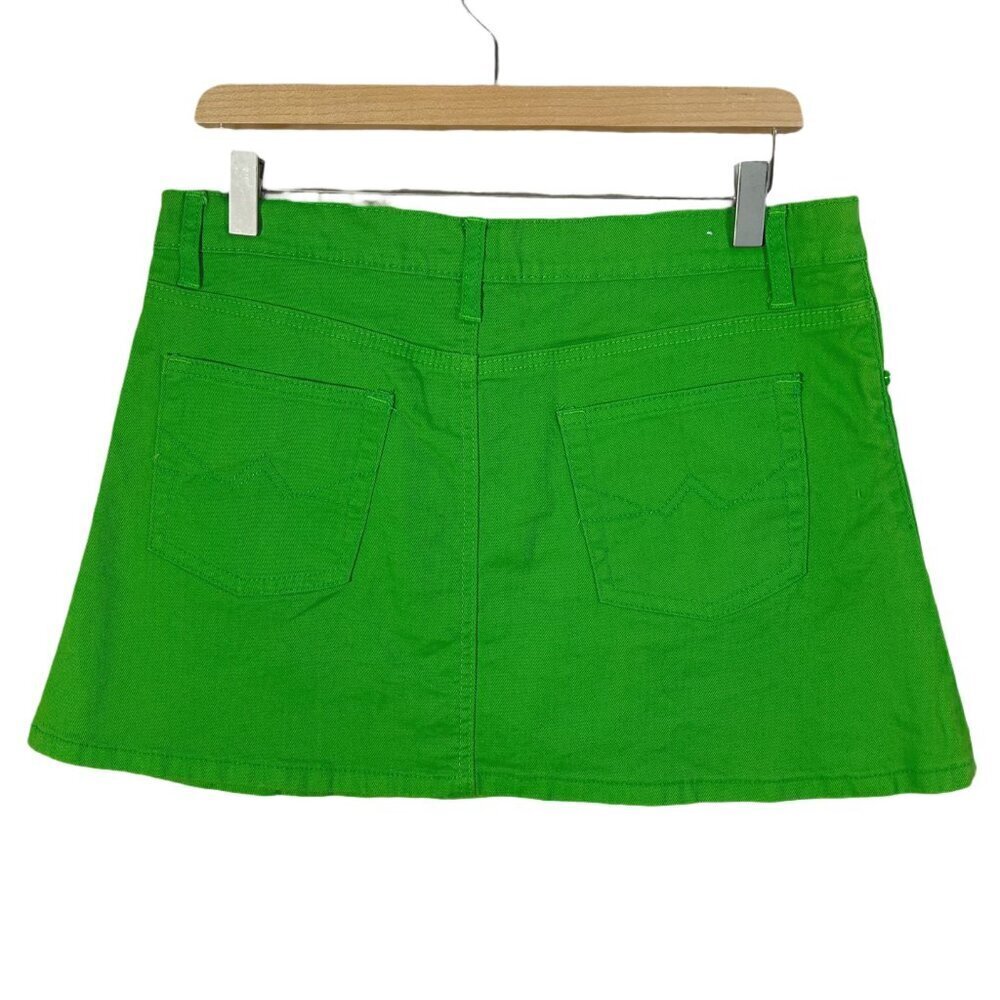 y2k Vintage Green Denim Mini Skirt Rhineston Buttons Women's Size 15 - Picture 3 of 6